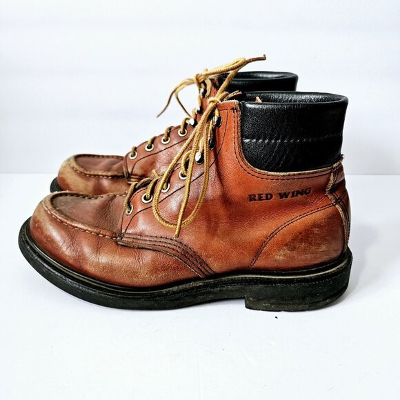 Red Wing Leather SuperSole Moc Toe Ankle Work Boot - Size 8 Vintage Red Wings - Picture 2 of 8